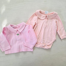 Load image into Gallery viewer, Vintage Bundle Pink Shirt + Romper 3-6 months
