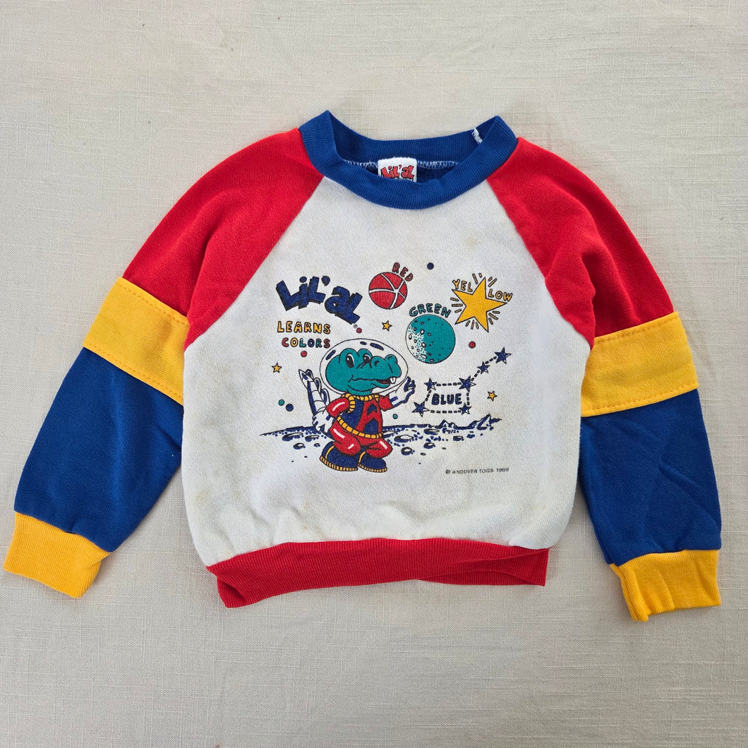 Vintage 80s Astronaut Alligator Color Block Sweatshirt 2t/3t