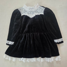 Load image into Gallery viewer, Vintage Black Velvet Lace Dress 3t
