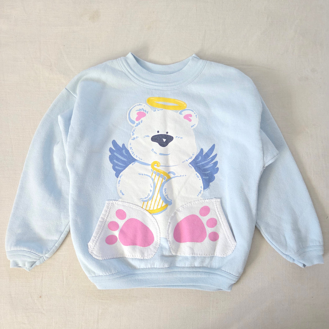 Vintage Angel Bear Blue Crewneck kids 8/9