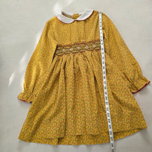Load image into Gallery viewer, Vintage Smocked Yellow Floral Dress kids 8
