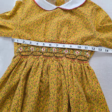 Load image into Gallery viewer, Vintage Smocked Yellow Floral Dress kids 8

