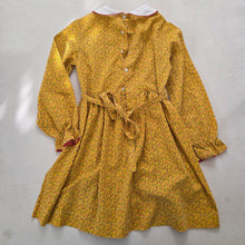 Load image into Gallery viewer, Vintage Smocked Yellow Floral Dress kids 8
