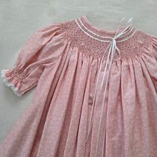 Load image into Gallery viewer, Vintage Smocked Pink Floral Heirloom Dress 4t/5
