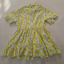 Load image into Gallery viewer, Vintage Floral Yellow High Neck Dress 2t
