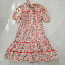Load image into Gallery viewer, Vintage Smocked Pink Floral Dress kids 12

