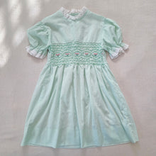 Load image into Gallery viewer, Vintage Smocked Mint Dress 5t/6
