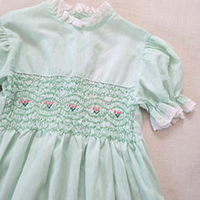 Load image into Gallery viewer, Vintage Smocked Mint Dress 5t/6
