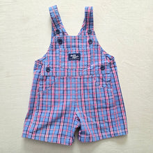 Load image into Gallery viewer, Vintage Oshkosh Blue/Pink Plaid Shortalls 12-18 months

