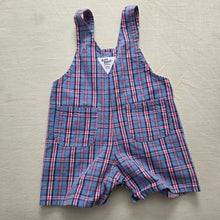 Load image into Gallery viewer, Vintage Oshkosh Blue/Pink Plaid Shortalls 12-18 months
