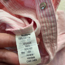Load image into Gallery viewer, Vintage Oshkosh Pink Engineer Striped Overalls 18 months
