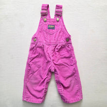 Load image into Gallery viewer, Vintage Oshkosh Magenta Cord Overalls 12-18 months
