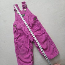 Load image into Gallery viewer, Vintage Oshkosh Magenta Cord Overalls 12-18 months
