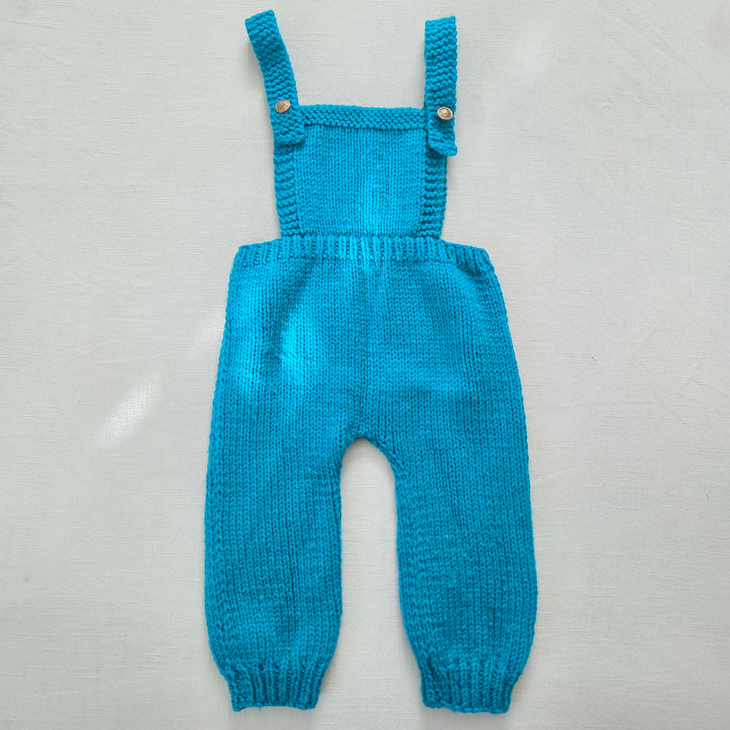 Vintage Aqua Soft Knit Overalls 18 months