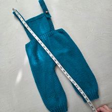 Load image into Gallery viewer, Vintage Aqua Soft Knit Overalls 18 months
