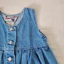 Load image into Gallery viewer, Vintage Denim + Flower Embroidered Dress 2t
