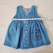 Load image into Gallery viewer, Vintage Denim + Flower Embroidered Dress 2t
