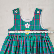 Load image into Gallery viewer, Vintage Flower Green/Pink Plaid Dress kids 6/7

