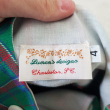 Load image into Gallery viewer, Vintage Flower Green/Pink Plaid Dress kids 6/7
