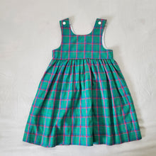 Load image into Gallery viewer, Vintage Flower Green/Pink Plaid Dress kids 6/7
