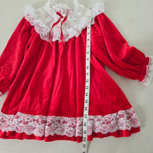Load image into Gallery viewer, Vintage Frilly Red Velour Dress 4t
