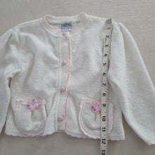 Load image into Gallery viewer, Vintage White/Pink Knit Cardigan 24 months
