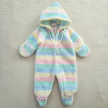 Load image into Gallery viewer, Vintage Pastel Rainbow Fuzzy PJs 3-6 months
