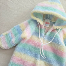 Load image into Gallery viewer, Vintage Pastel Rainbow Fuzzy PJs 3-6 months
