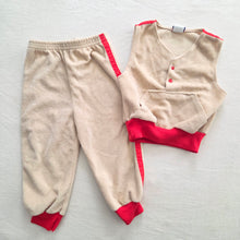 Load image into Gallery viewer, Vintage 2-Piece Tan/Red Soft Matching Set 12-18 months
