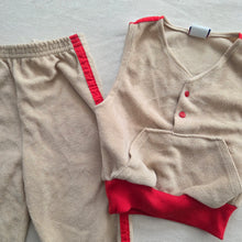 Load image into Gallery viewer, Vintage 2-Piece Tan/Red Soft Matching Set 12-18 months
