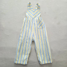 Load image into Gallery viewer, Vintage Blue/Yellow Striped Overalls 3t
