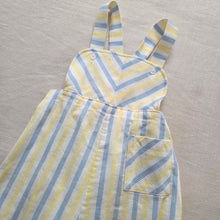 Load image into Gallery viewer, Vintage Blue/Yellow Striped Overalls 3t
