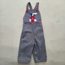 Load image into Gallery viewer, Vintage Healthtex Train Striped Overalls 18 months
