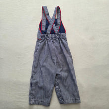 Load image into Gallery viewer, Vintage Healthtex Train Striped Overalls 18 months
