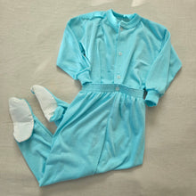 Load image into Gallery viewer, Vintage 2-Piece Snap Waist Blue Footed PJs 3t
