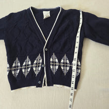 Load image into Gallery viewer, Vintage Argyle Knit Navy Cardigan 4t
