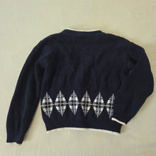 Load image into Gallery viewer, Vintage Argyle Knit Navy Cardigan 4t

