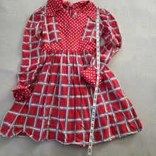 Load image into Gallery viewer, Vintage Dotted Grid Red Dress kids 10/12
