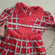 Load image into Gallery viewer, Vintage Dotted Grid Red Dress kids 10/12
