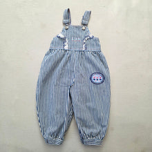 Load image into Gallery viewer, Vintage Healthtex Girly Flower + Striped Denim Overalls 3t
