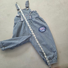 Load image into Gallery viewer, Vintage Healthtex Girly Flower + Striped Denim Overalls 3t
