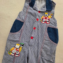 Load image into Gallery viewer, Vintage Construction Bears Striped Pantsuit 24 months
