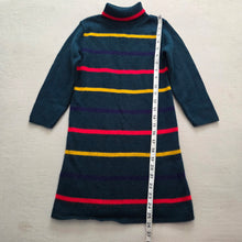 Load image into Gallery viewer, Vintage Multicolored Striped Green Knit Dress kids 7
