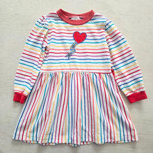 Load image into Gallery viewer, Vintage Healthtex Rainbow Striped Heart Dress 3t
