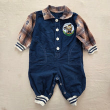 Load image into Gallery viewer, Vintage Hiking Bear Navy/Plaid Bodysuit 3-6 months
