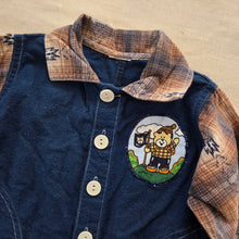 Load image into Gallery viewer, Vintage Hiking Bear Navy/Plaid Bodysuit 3-6 months
