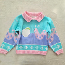 Load image into Gallery viewer, Vintage Worm + Apple Knit Sweater 2t/3t
