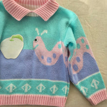 Load image into Gallery viewer, Vintage Worm + Apple Knit Sweater 2t/3t
