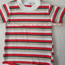 Load image into Gallery viewer, Vintage 80s Red/Green/Tan Striped Tee 2t/3t
