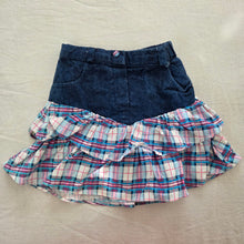 Load image into Gallery viewer, Vintage Ruffled Plaid Jean Skirt 5t
